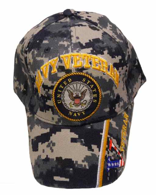 Navy Veteran Emblem w/ V Cap - Navy CAMO