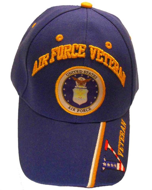 Air Force Veteran Emblem w/ V Cap - Royal Blue