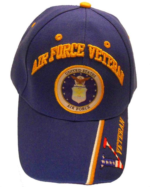 Air Force Veteran Emblem w/ V CAP - Royal Blue