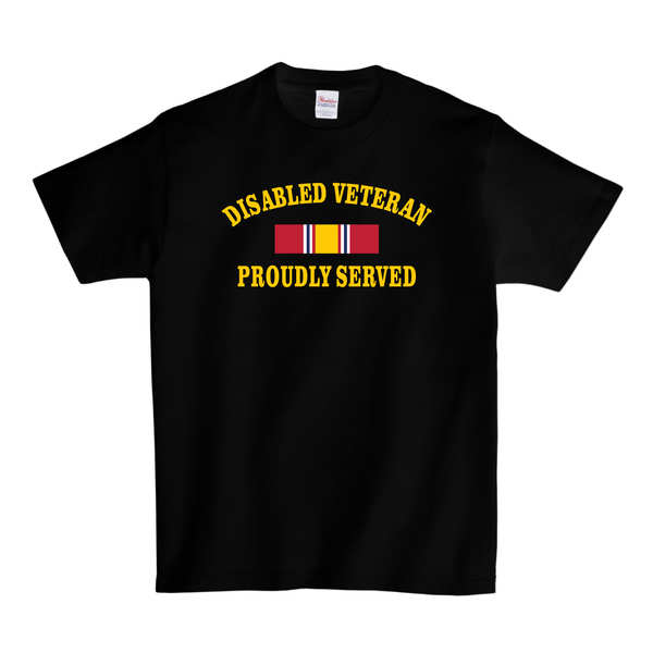 Disabled Veteran Proudly Served Ribbon T-SHIRT - Black