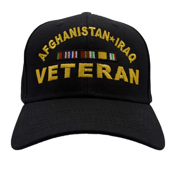 Afghanistan Iraq Veteran Ribbon Cotton Cap - Black