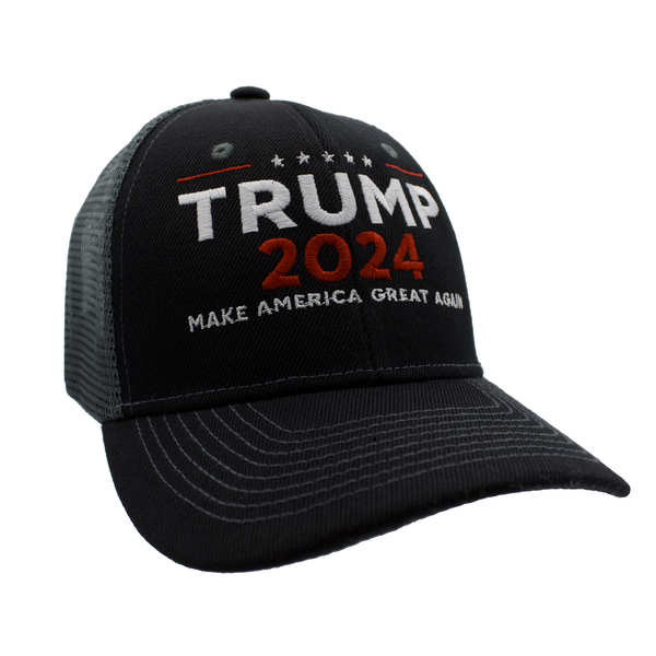 Trump 2024 MAGA Trucker HAT - Black/Dark Gray