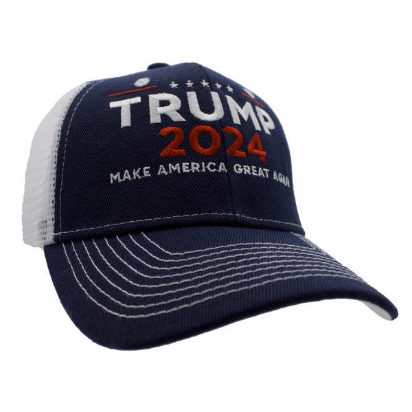 Trump 2024 MAGA Trucker HAT - Navy Blue/White