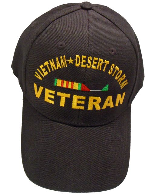 Vietnam Desert Storm Veteran Ribbon Cap - Black