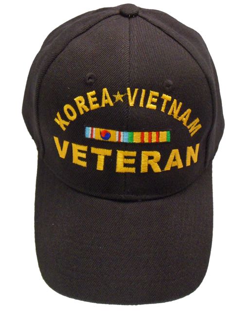 Korea Vietnam Veteran Ribbon Cap - Black