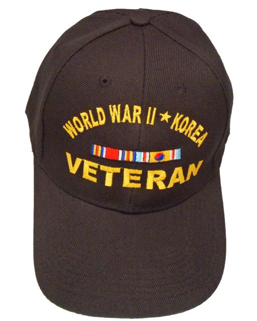 World War II Korea Veteran Ribbon Cap - Black