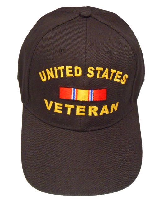 United States Veteran Ribbon Cap - Black (6 PCS)