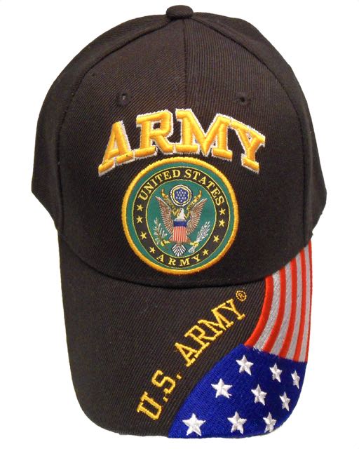 Army Emblem w/ FLAG Cap - Black