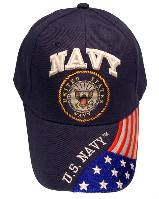 Navy Emblem w/ FLAG Cap - Navy Blue