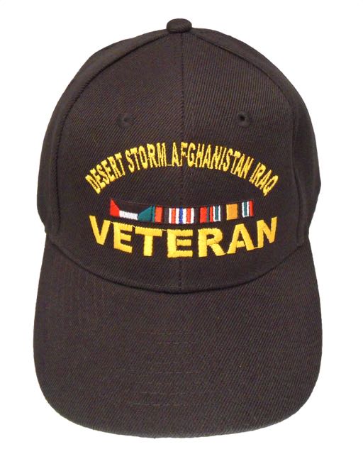 Desert Storm Afghanistan Iraq Veteran Ribbon Cap - Black
