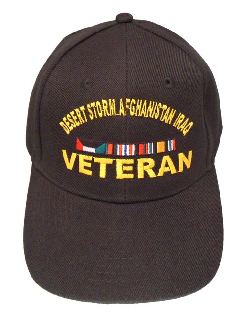 Desert Storm Afghanistan Iraq Veteran Ribbon CAP - Black