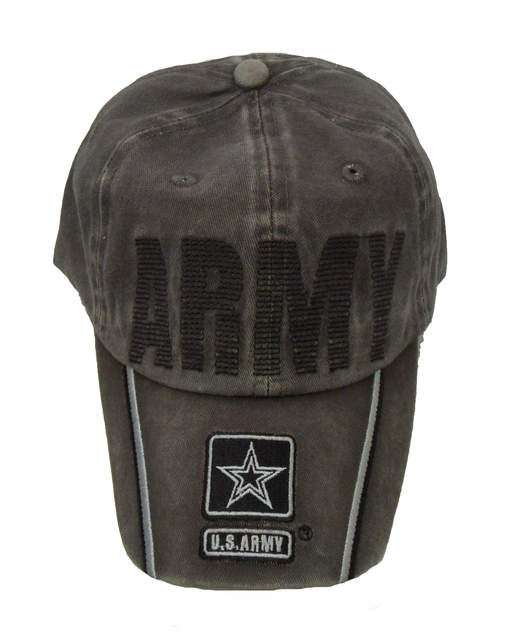 Army Running Stitch w/ Logo Stone Washed Cap - Olive Green