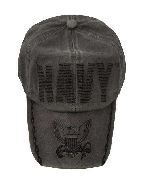 Navy Running Stitch w/ Logo Stone Washed CAP - Olive Green