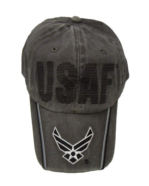 USAF Running Stitch w/ Logo Stone Washed Cap - Olive Green