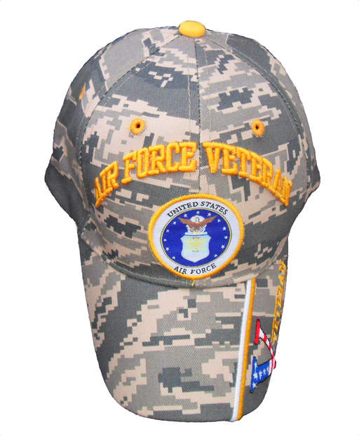 Air Force Veteran Emblem  w/ V Cap - Air Force CAMO