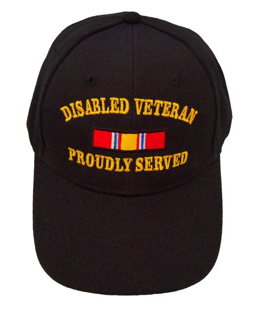 Disabled Veteran Proudly Served Ribbon Cap - Black (6 PCS)