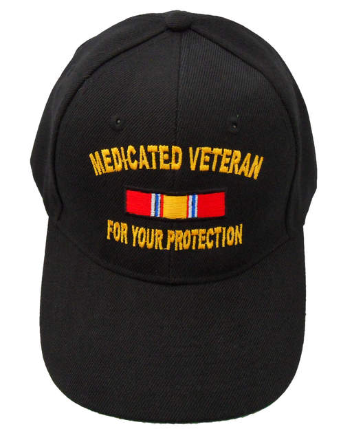 Medicated Veteran Ribbon Cap - Black (6 PCS)