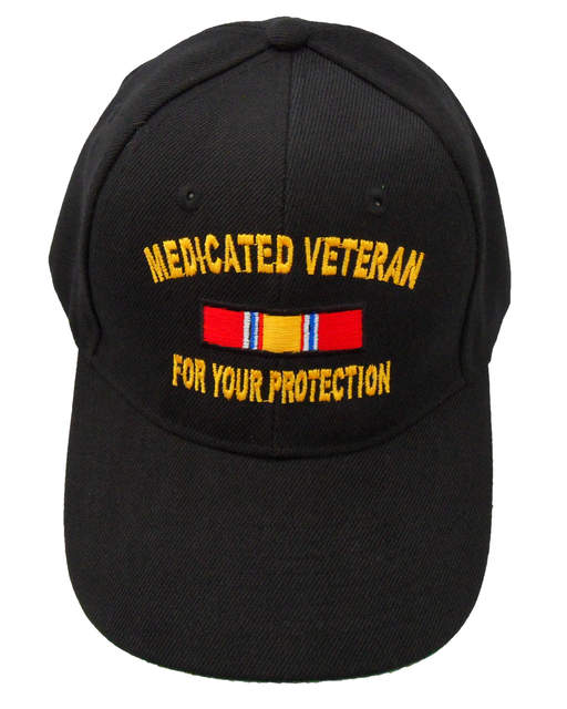 Medicated Veteran Ribbon CAP - Black (6 PCS)