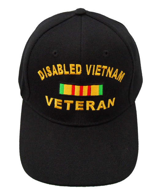 Disabled Vietnam Veteran Ribbon Cap - Black (6 PCS)