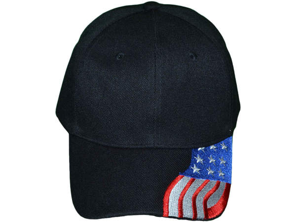 US FLAG Bill Velcro Cap - Black