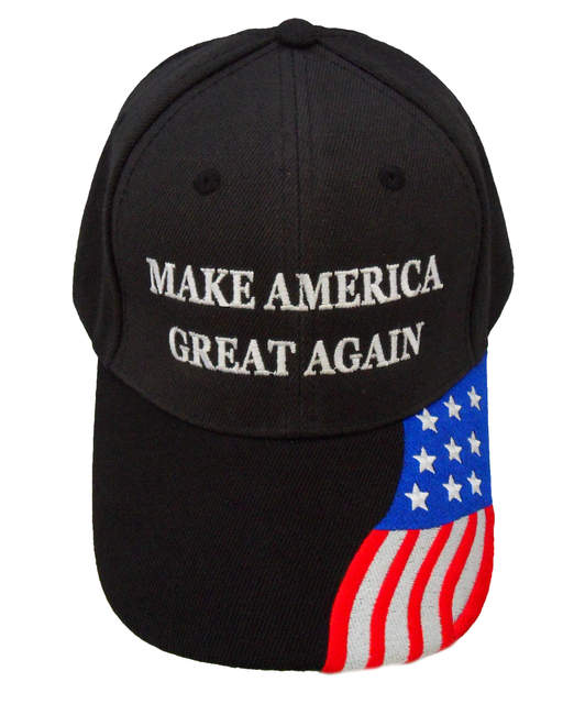 Make America Great Again w/ FLAG Bill Cap - Black