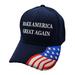 Make America Great Again w/ FLAG Bill Cap - Navy Blue