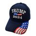 Trump 2024 w/ FLAG Bill Cap - Navy Blue###