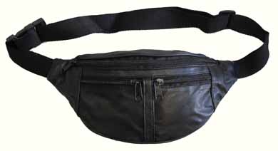 4 Zipper Pocket Genuine Soft LEATHER Fanny Pack Travel Waist Bag