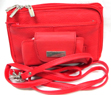 Genuine Leather Organizer Purse w/ Front IPHONE Pocket - RED