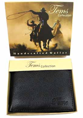 Hi Quality Faux LEATHER Men's Wallet Color Box w/ Rodeo Cowboy
