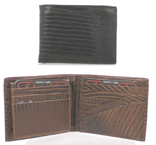 Cowhide Leather Mens WALLET with Lizard Design Multiple Card Slot