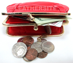 Genuine Leather Double Snap Two Zipper Coin PURSE Assorted Color