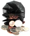 Old Fashion Squeeze /Twist Open Genuine LEATHER Coin Pouch Black
