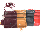 Leather Travel Neck PURSE Adjustable Cord Slim, Light 4 Colors