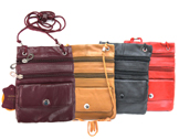 LEATHER Travel Neck Purse Adjustable Cord Slim, Light 4 Colors