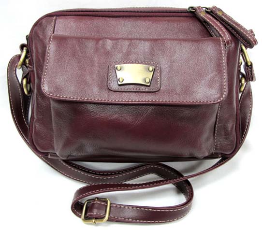 High Quality Genuine Leather Classic Fashion Handbag:  Burgundy