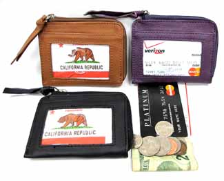 NEW genuine leather coin purse with credit card holder ID window