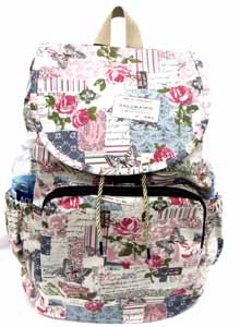 New Women's Large 16'' Canvas BACKPACK Drawstring Closure 3 Pocket