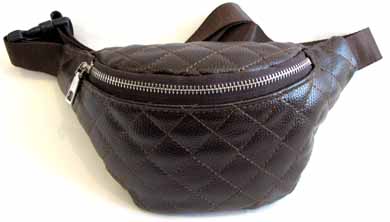 Quilted Soft PU LEATHER Fanny Pack Single Zipper  5 Color