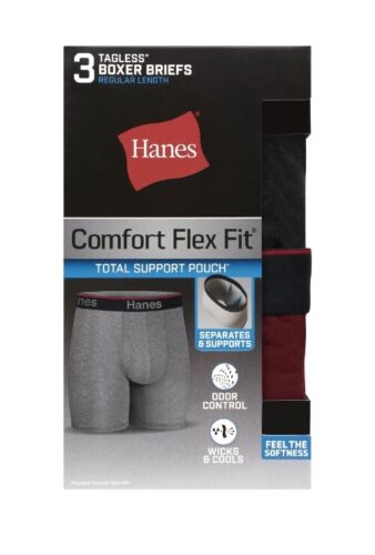 HANES 3 PACK MEN'S BOXER BRIEFS - ( SLIGHTLY IMPERFECT )