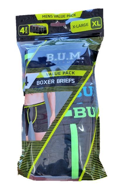 B.U.M Equipment Men's 4 Pair Value Pack Boxer BRIEFS - ALL Sizes