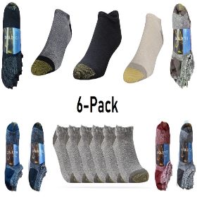 GOLD Toe Men's Socks No Show 6-Pack Breathable Soft Cotton