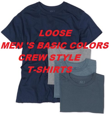 LOOSE MEN'S BASIC COLORS CREW NECK STYLE TEE'S-SLIGHTLY IMPERFECT
