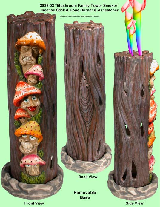 Mushroom Family Tree: Stick & Cone INCENSE burner Tower Smoker