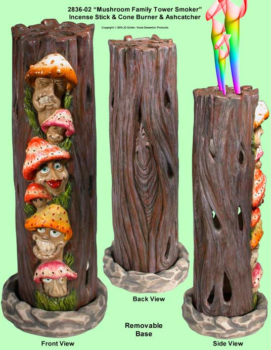 Mushroom Family Tree: Stick & Cone INCENSE BURNER Tower Smoker