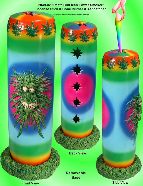 RASTA Bud Man: Stick & Cone Incense burner Tower Smoker