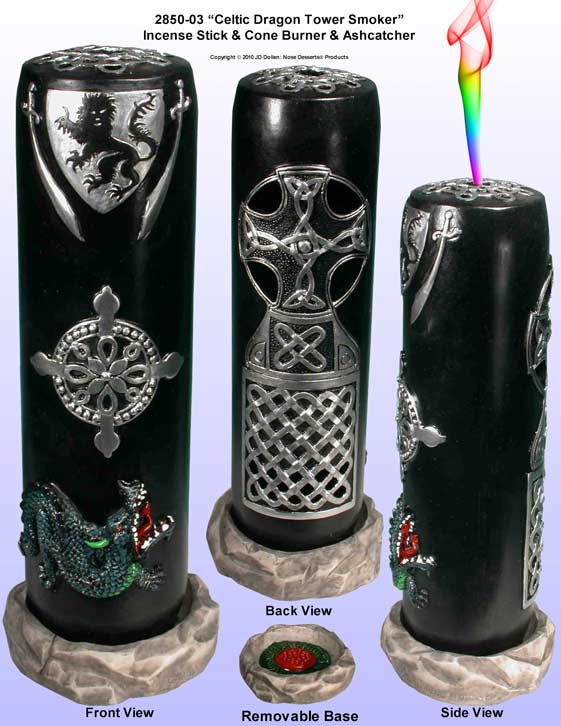Celtic DRAGON: Stick & Cone Incense burner Tower Smoker