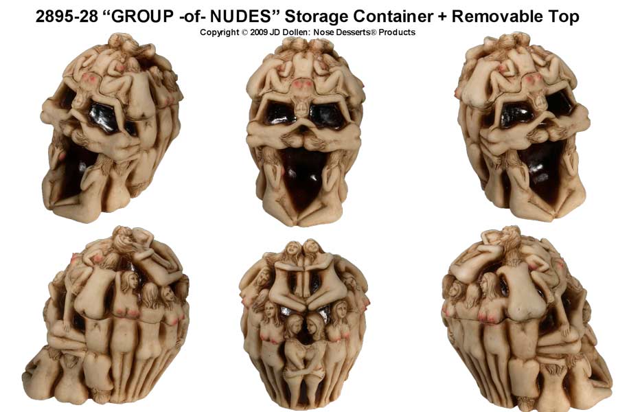 ''GROUP-of-NUDES'' Sensual Skull w/Removable Top