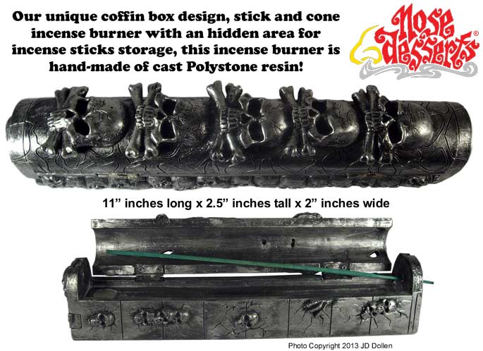 SKULLs 11'' Coffin Box Incense Burner