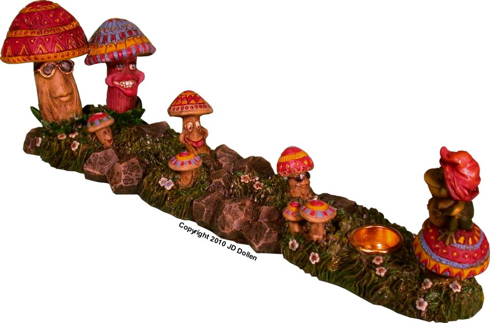 Mushroom Garden Family: Stick & Cone Incense Ashcatcher/Burner